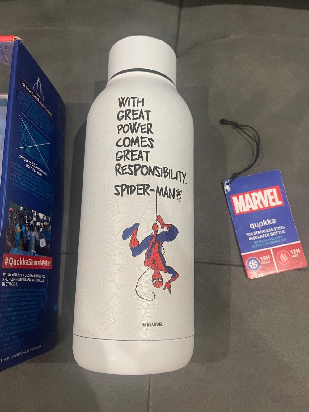 Spider Man Insulated Stainless Steel Water Bottle Marvel Quokka Super Hero Quote